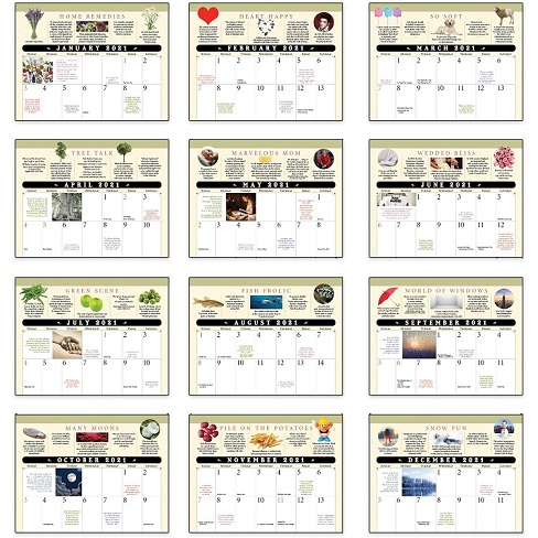 Monthly Scenes of Old Farmers Almanac Advice 2021 Calendar