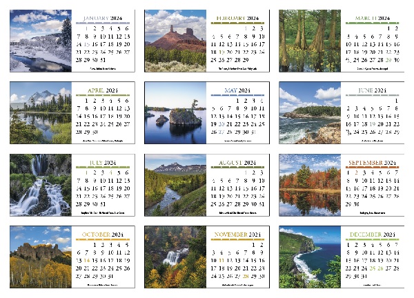 Scenic America Desk Tent Calendar Monthly Scenes