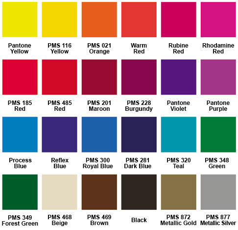 Standard Color Chart for Pop-Up Calendars